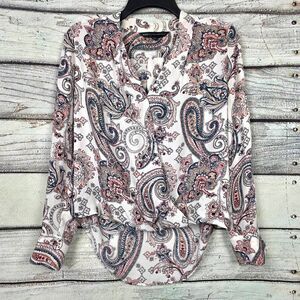 Knox Rose Womens Lace Yoke Boho Blouse Pink L